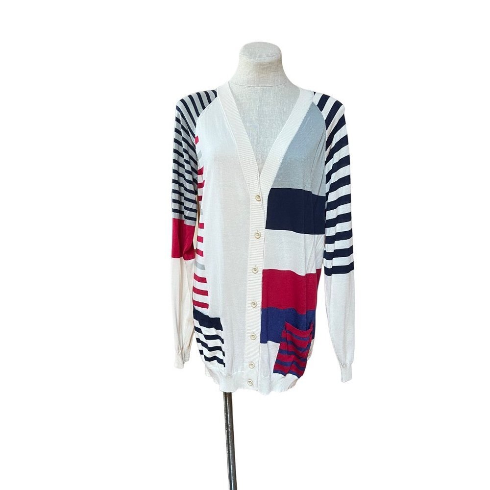 Bruno Manetti NWT Luxury Colorblock Cardigan Lightweight Multi Streetwear